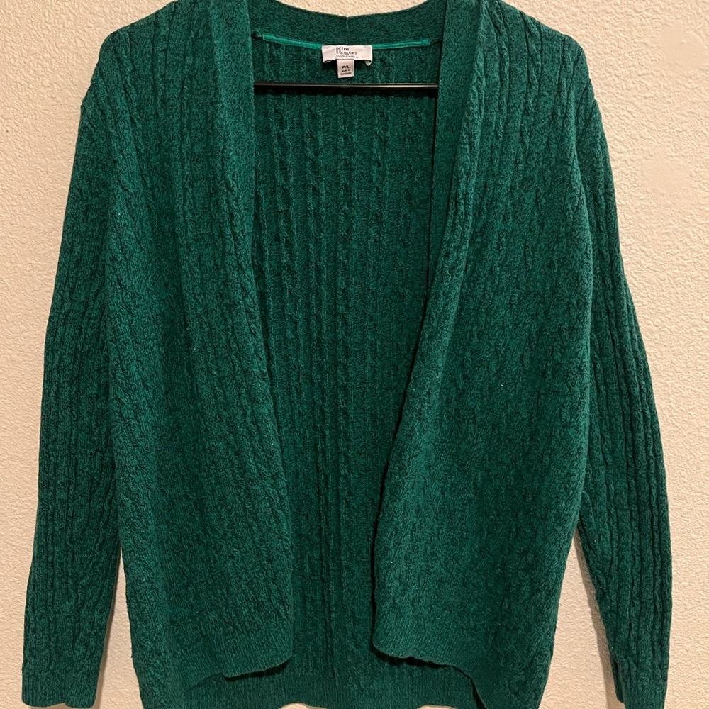 Green Cable Knit Cardigan